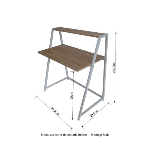 SALDO - Mesa auxiliar - infantil estructura metalica y madera color cambria 83x81x40
